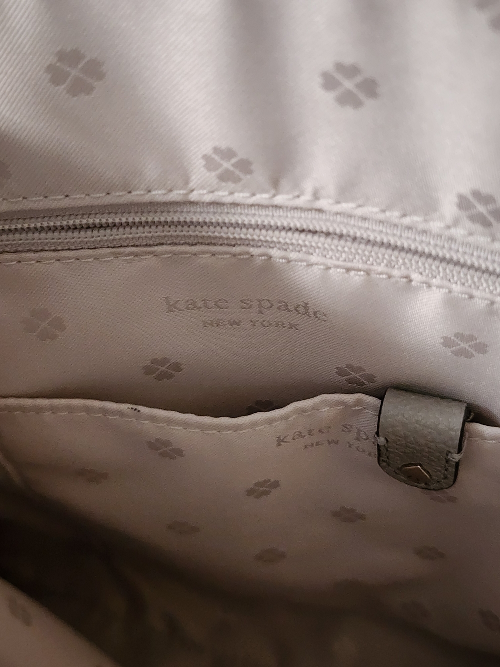 Kate Spade Pebbled Leather Satchel Gray Structured Tote Gold Hardware Crossbody - Picture 7 of 14